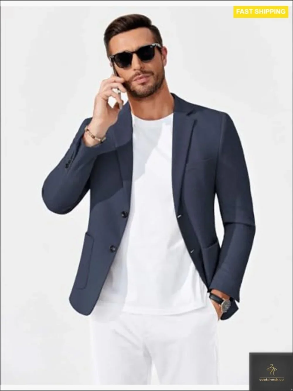 Slim Fit Knit Blazer Lightweight Stretch Sport Coat Casual Two Button Jacket
